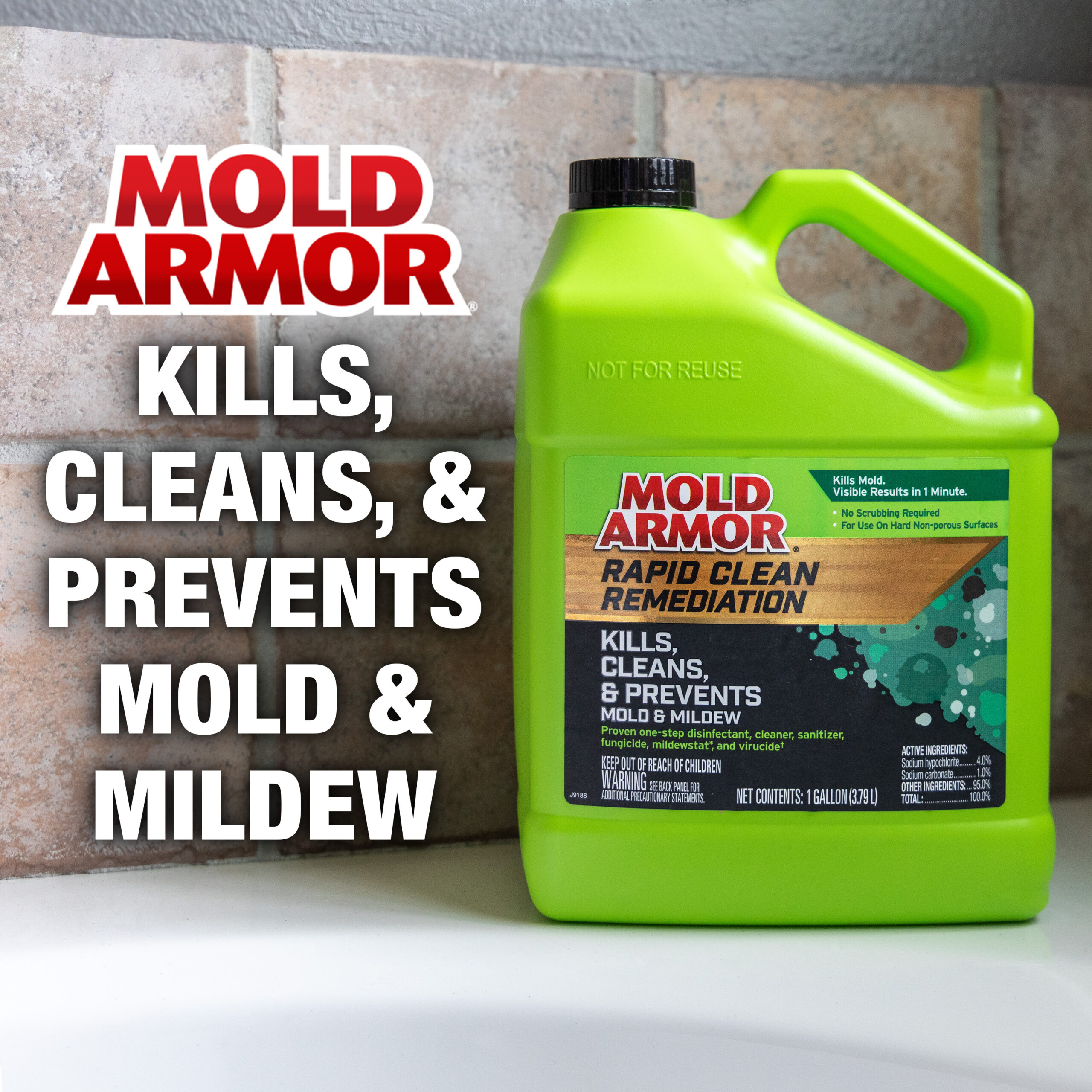 Mold Armor FG550 Mold Remover and Disinfectant, 1 gal, Liquid, Benzaldehyde  Organic, Clear